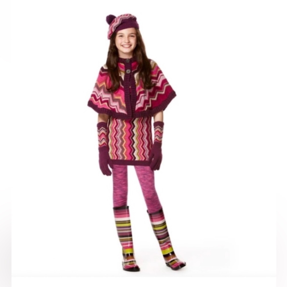 NWT Missoni For Target Purple Chevron Knit Girls Poncho